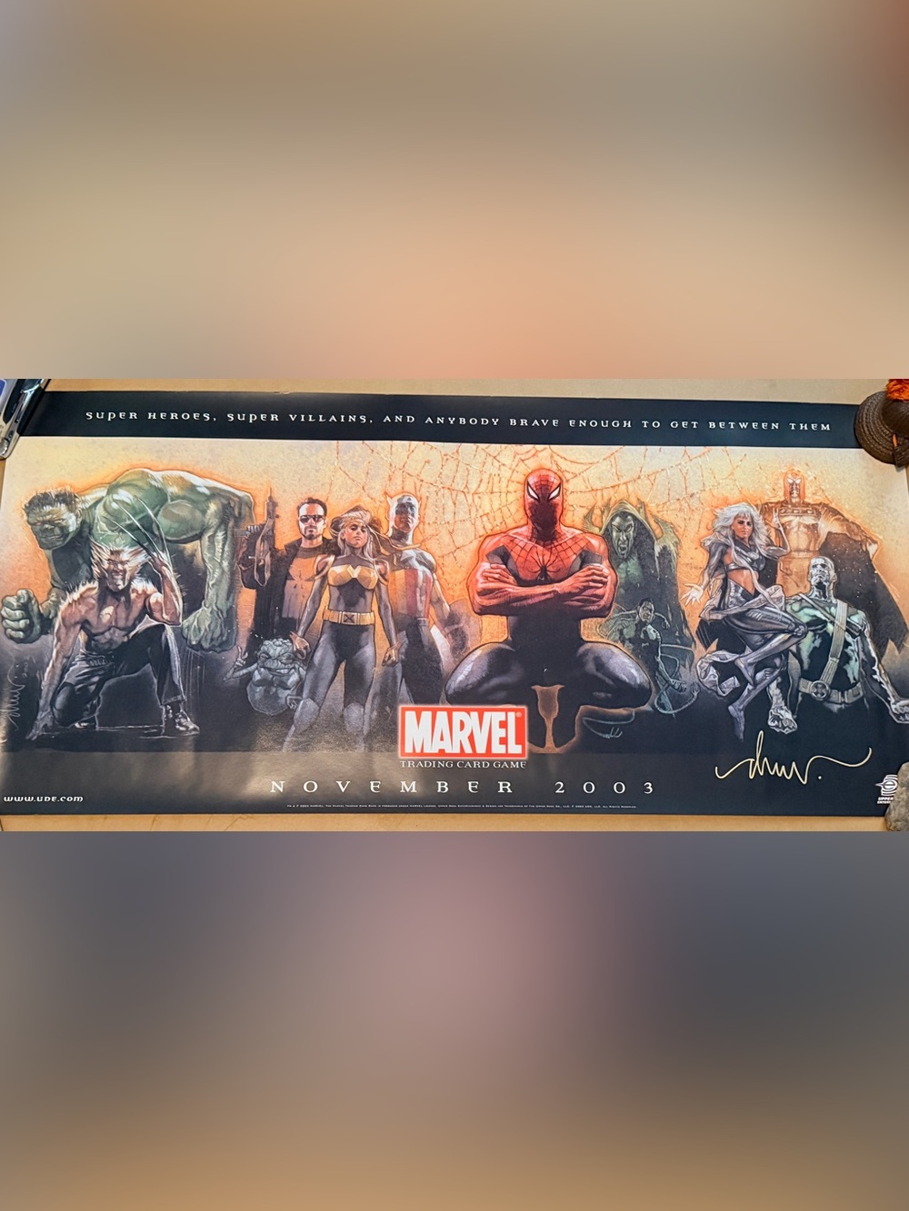 SIGNED DREW STRUZAN-MARVEL TRADING CARD GAME POSTER 36”x17” RARE